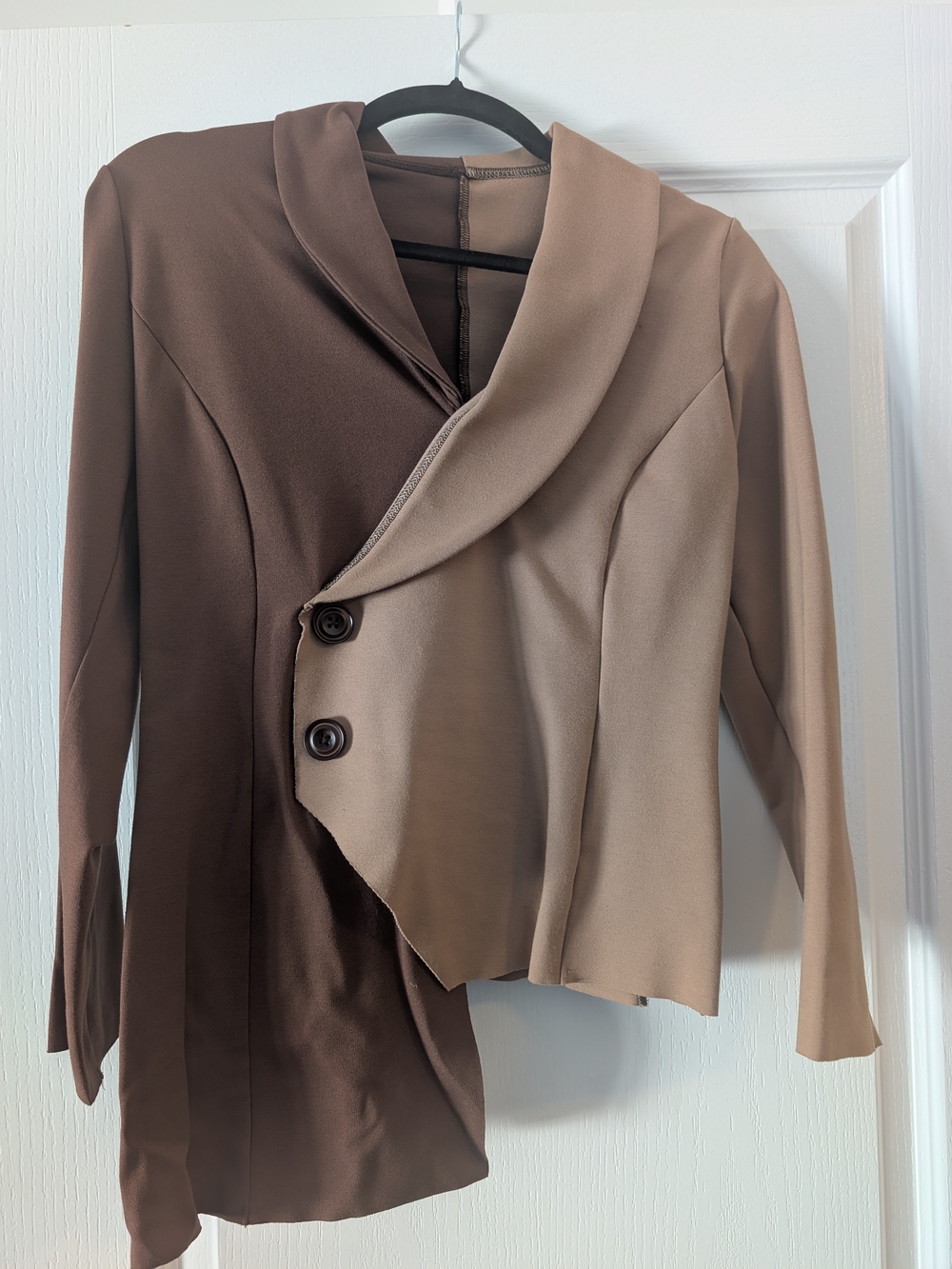Women’s Two-Tone Brown Asymmetric Button Jacket